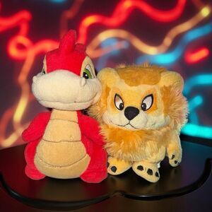 2000s Neopets ORANGE YURBLE Lion RED SCORCHIO Dragon Plush Stuffed Animals P11